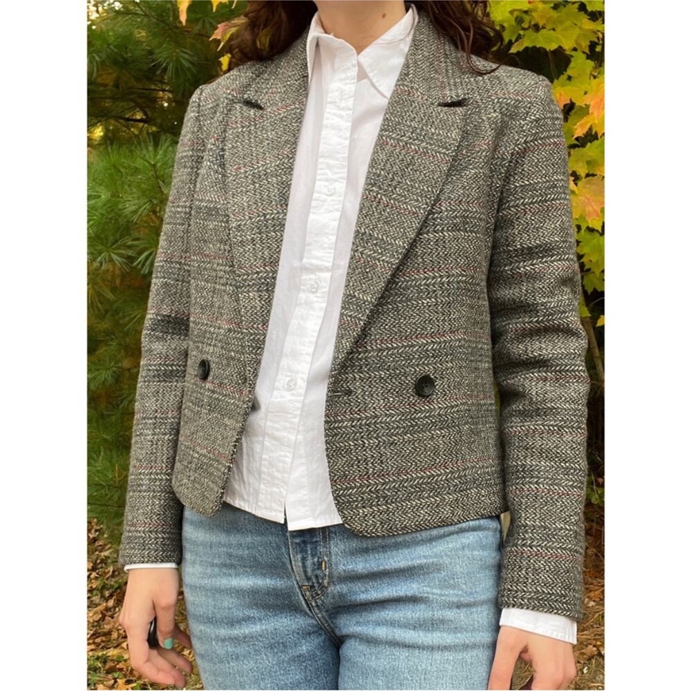 Women's Gray Blazer Jacket 100% wool